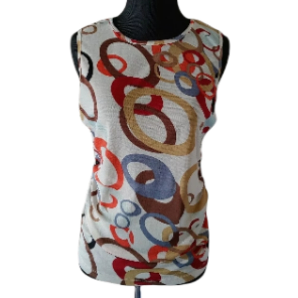 Kenneth Cole Womens Multicolor Abstract Pattern Sleeveless Blouse S 4 - 6